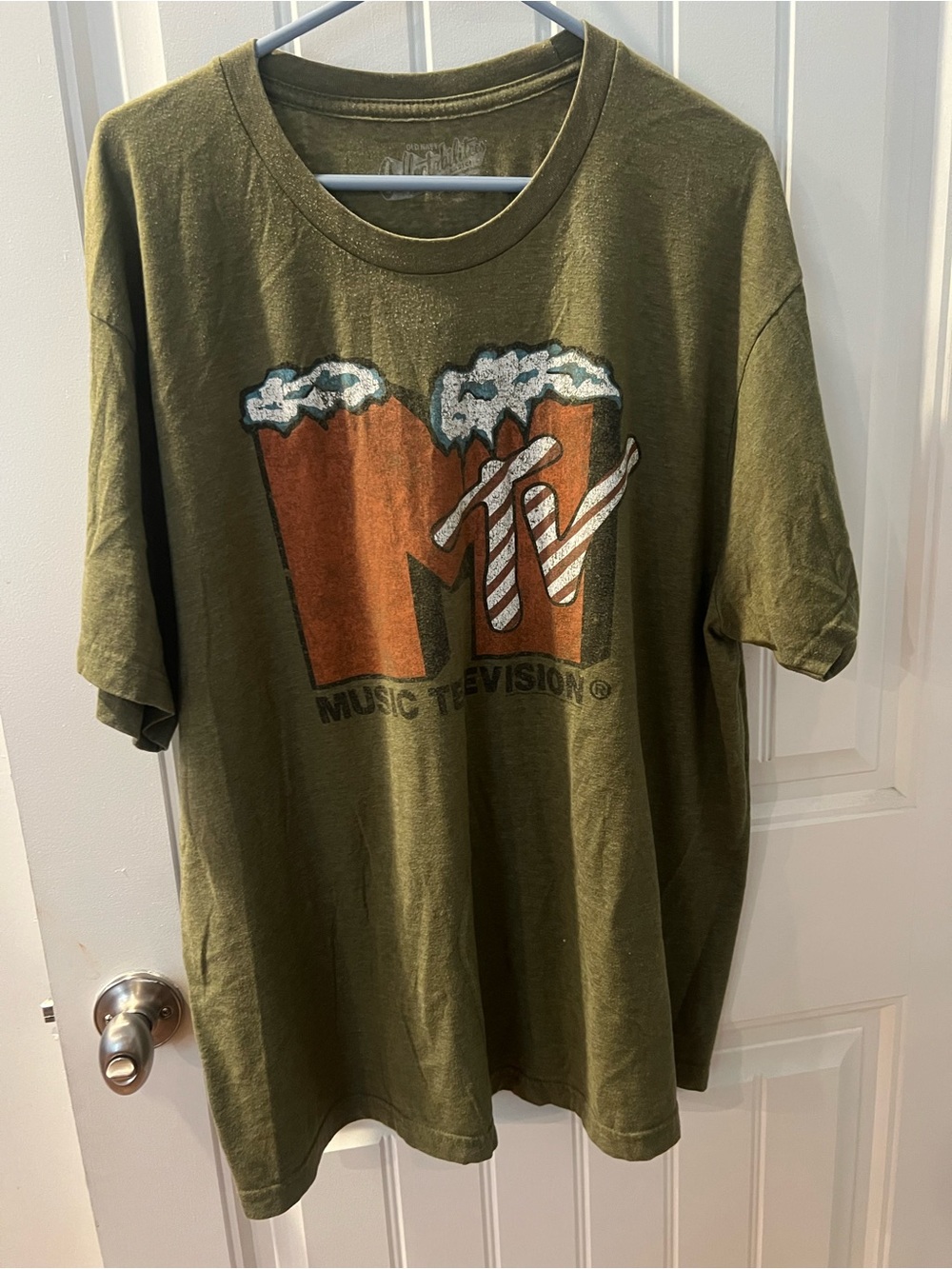 Vtg MTV Olive Green Men’s Graphic Tee with Logo